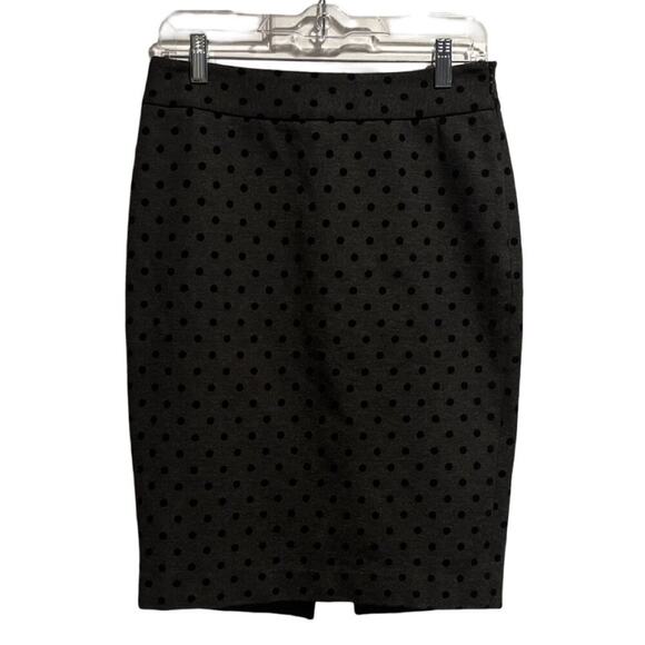 White House Black Market Skirt Womens Size 4 Gray Polka Dot Pencil Knee Length - Picture 1 of 8